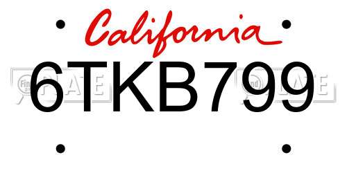 6TKB799 California License Plate
