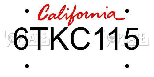 6TKC115 California License Plate