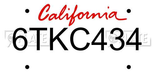 6TKC434 California License Plate