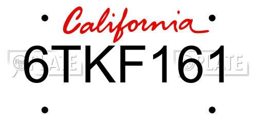 6TKF161 California License Plate