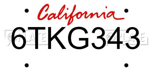 6TKG343 California License Plate