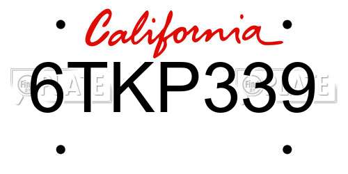6TKP339 California License Plate