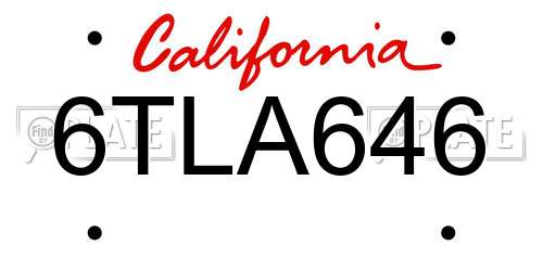 6TLA646 California License Plate
