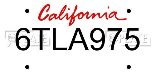 6TLA975 California License Plate