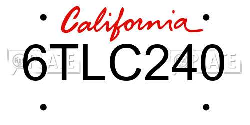 6TLC240 California License Plate