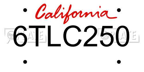 6TLC250 California License Plate