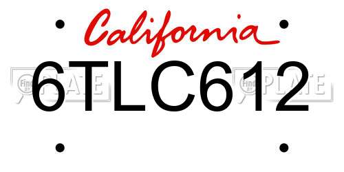 6TLC612 California License Plate