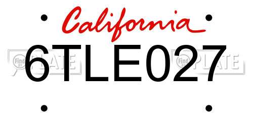 6TLE027 California License Plate
