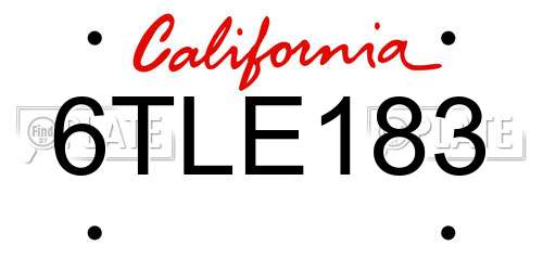 6TLE183 California License Plate