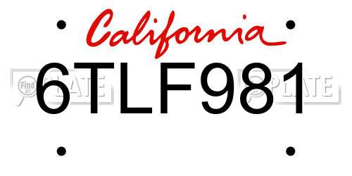 6TLF981 California License Plate