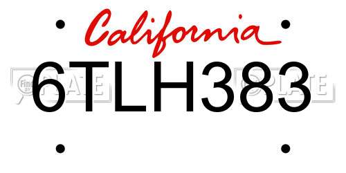 6TLH383 California License Plate