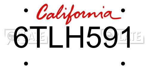 6TLH591 California License Plate