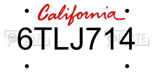 6TLJ714 California License Plate