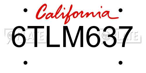 6TLM637 California License Plate
