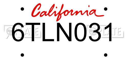 6TLN031 California License Plate