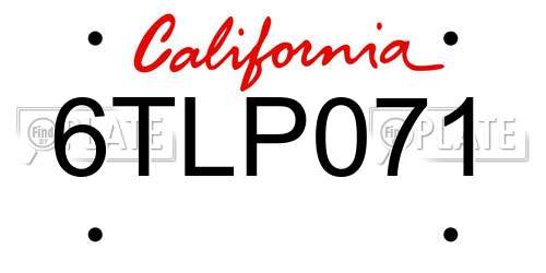 6TLP071 California License Plate