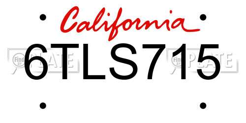 6TLS715 California License Plate