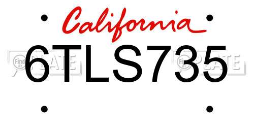 6TLS735 California License Plate