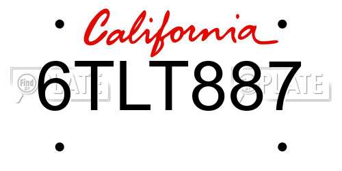 6TLT887 California License Plate