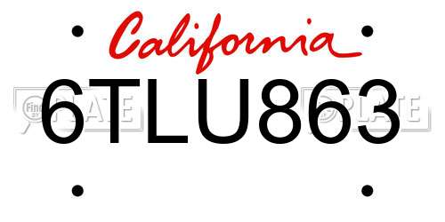6TLU863 California License Plate