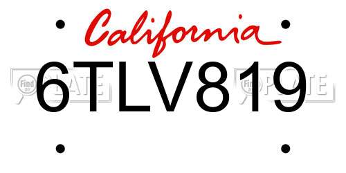 6TLV819 California License Plate