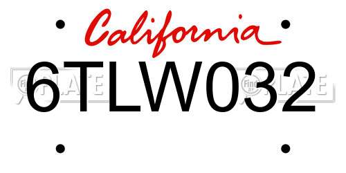 6TLW032 California License Plate