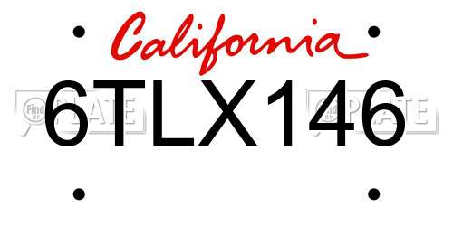 6TLX146 California License Plate