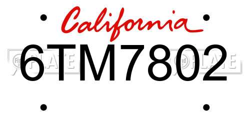6TM7802 California License Plate