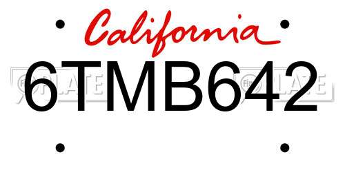 6TMB642 California License Plate