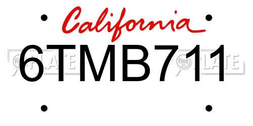 6TMB711 California License Plate