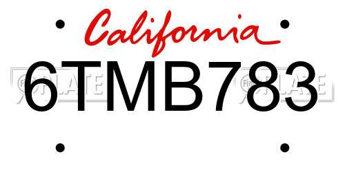 6TMB783 California License Plate