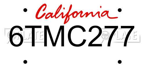 6TMC277 California License Plate