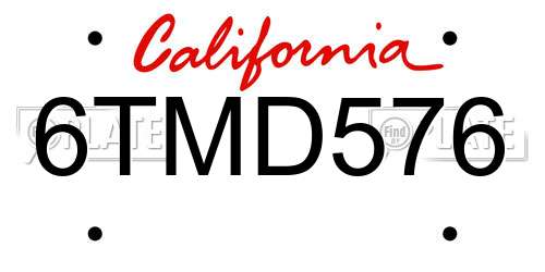 6TMD576 California License Plate