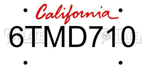 6TMD710 California License Plate