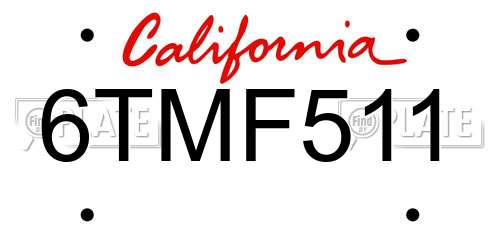 6TMF511 California License Plate