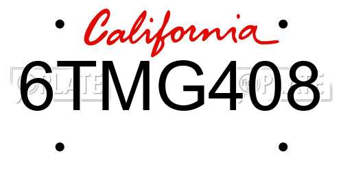 6TMG408 California License Plate