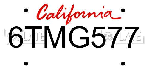 6TMG577 California License Plate