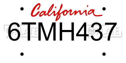 6TMH437 California License Plate