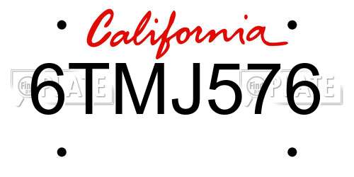6TMJ576 California License Plate