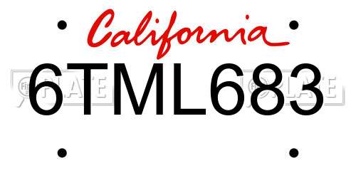 6TML683 California License Plate