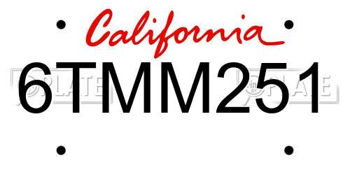 6TMM251 California License Plate