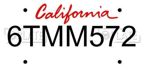 6TMM572 California License Plate