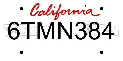 6TMN384 California License Plate