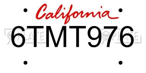 6TMT976 California License Plate