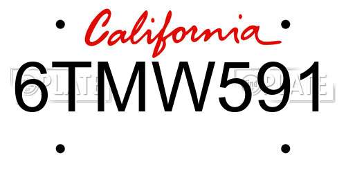6TMW591 California License Plate