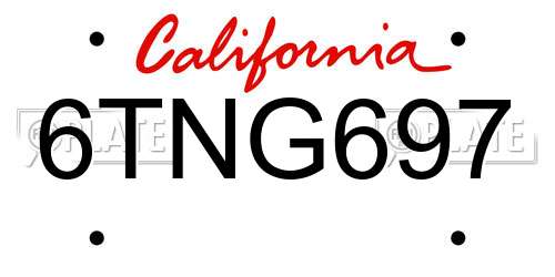 6TNG697 California License Plate