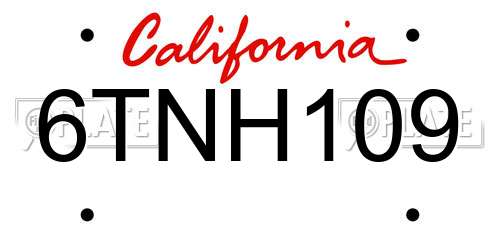 6TNH109 California License Plate