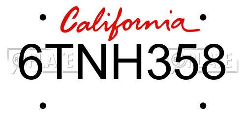 6TNH358 California License Plate