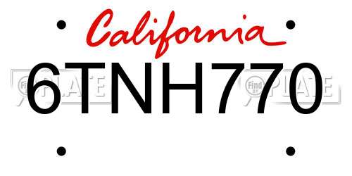 6TNH770 California License Plate