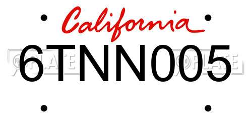 6TNN005 California License Plate